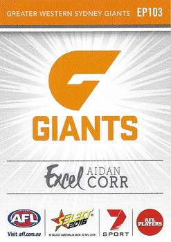 2016 Select Footy Stars - Excel #EP103 Aidan Corr Back